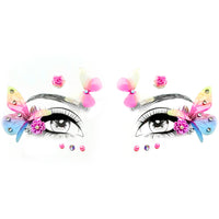 Pink and purple 3D butterfly crystal face stickers with sparkling jewels