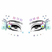 3D butterfly crystal dot face stickers with jewel dots for fairy makeup