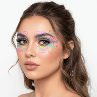 Holographic butterfly wing face sticker with rainbow shimmer for fairy festival makeup