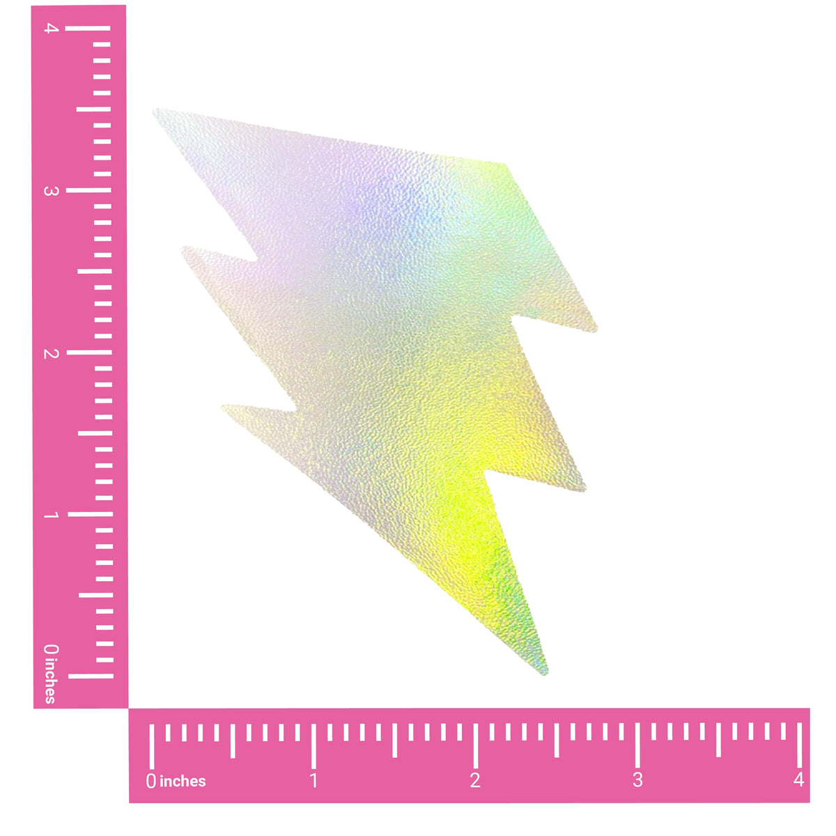 Product view of holographic lightning bolt nipple pasties highlighting the rainbow shifting holographic finish