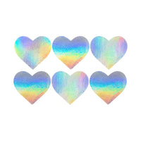 Holographic Heart Body Stickers shown on their own with a rainbow shifting holographic finish