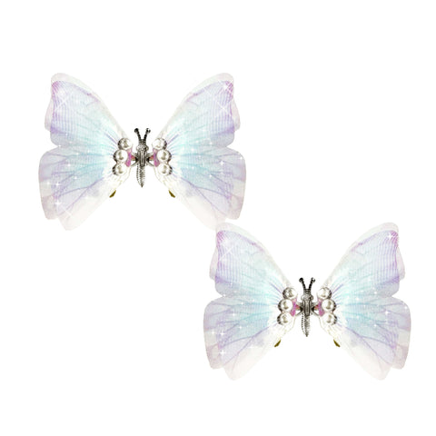 Icy Blue Large Butterfly Hair Clip 2 Pack