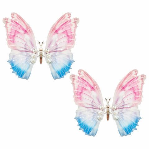 Candyfloss Pink and Blue Large Butterfly Hair Clip 2 Pack