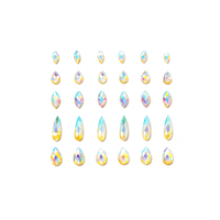 Clear glow in the dark iridescent face gems that light up for a firefly rave look