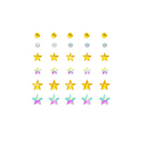 Stick on gold and silver star gems with a sparkly iridescent finish for face art