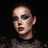 Black and gold glitter cheetah spots face sticker for a wild safari costume look