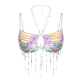 Color Burst Beaded Backless Carnival Top