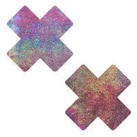 Wine red holographic X factor nipple pasties with a rich burgundy shimmer