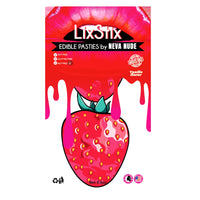 Strawberry edible nipple cover stickers in bright red with a sweet fruity taste