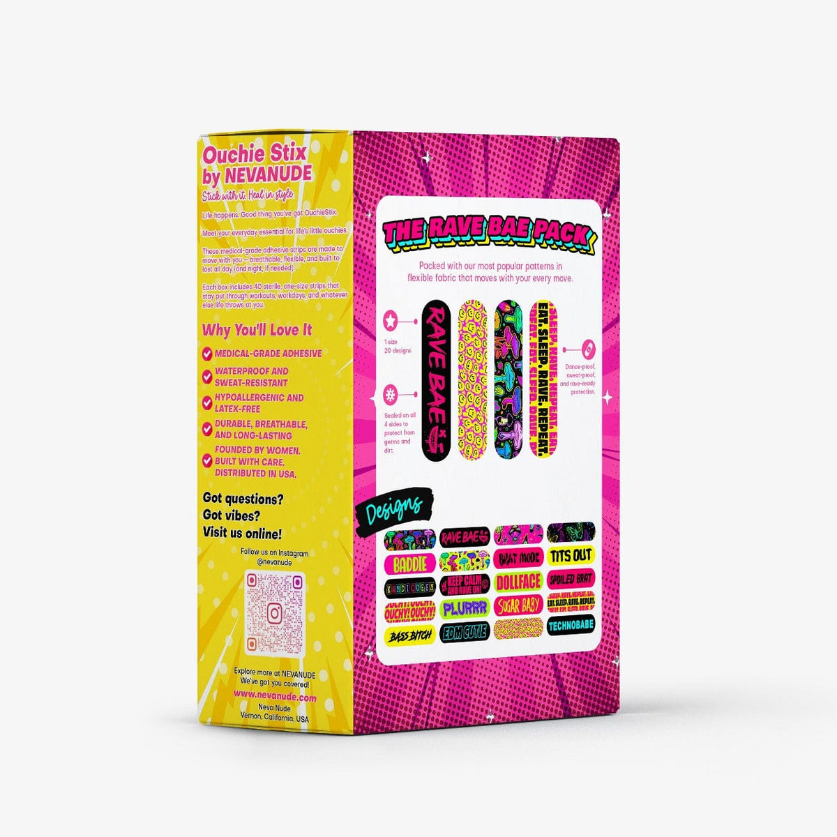 Multicolor PLUR vibes bandages with cute rave prints for festival first aid