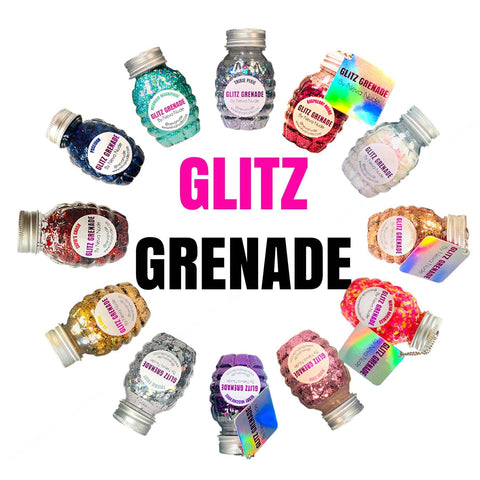 Neva Nudes Full Arsenal Of 12 Glitz Grenade Keychains in Aloe Gel OVER 21oz of GLITTER
