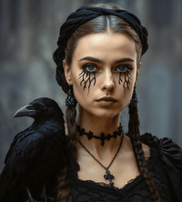 Sparkly black vein design face sticker that frames the eyes for a vampire look