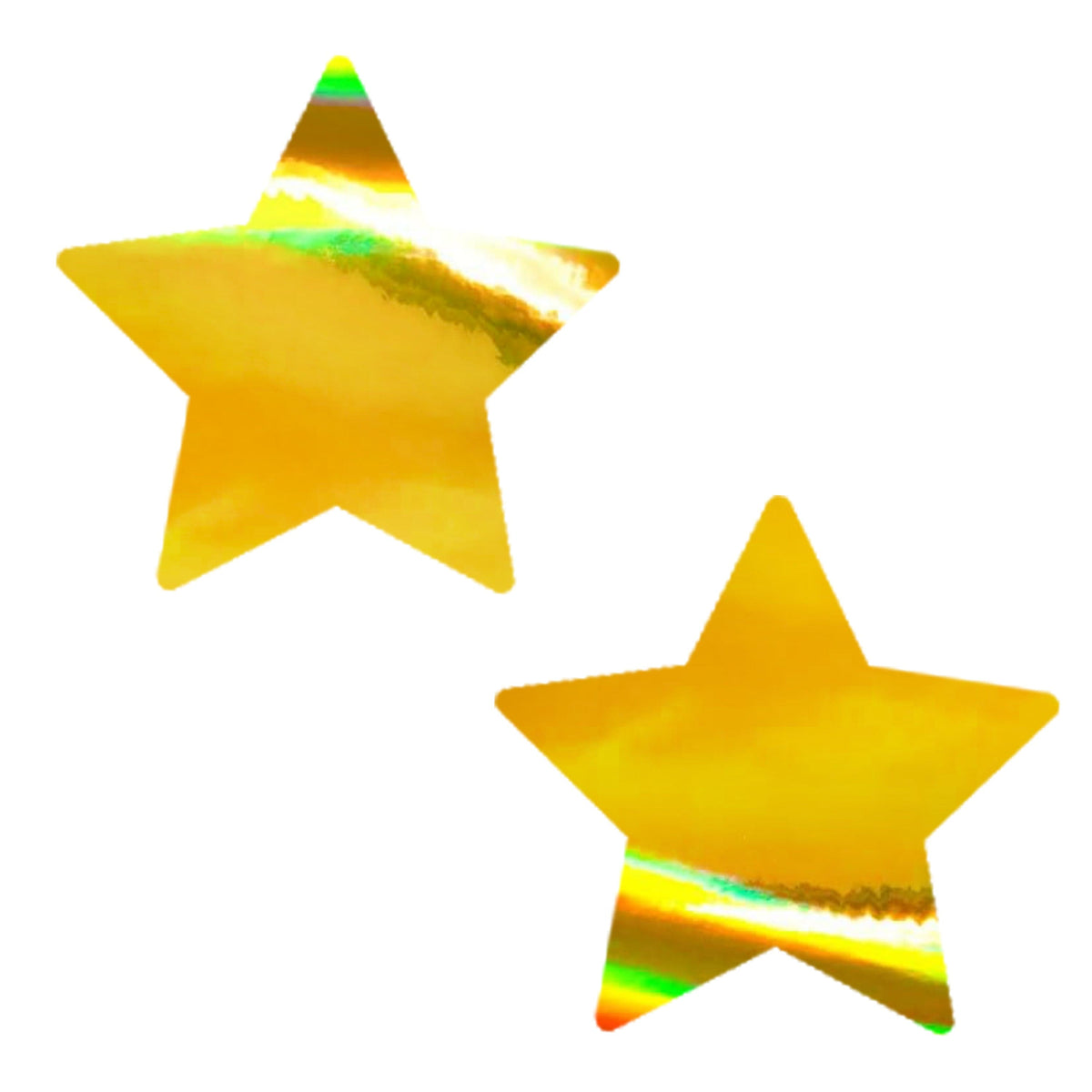 Gold chrome mirror star nipple pasties with a holographic festival sun glow