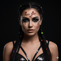 Bloody trick or treat temporary tattoo design with red drips and fake wound details