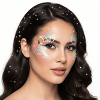 Rainbow petal holographic makeup sticker with shimmering iridescent petals