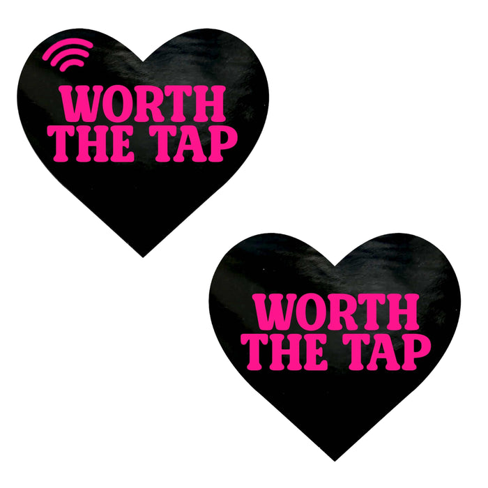 Hot pink glitter heart smart NFC nipple pasties that share your links with a tap