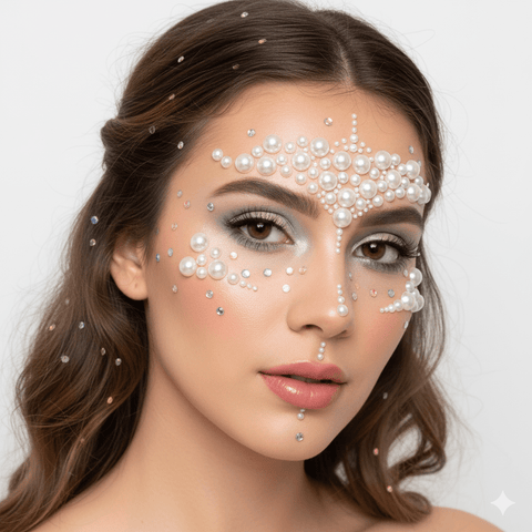 Mazu Iridescent With Pearl Crystal Face Sticker