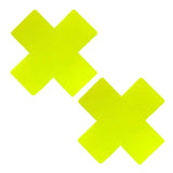 Lemon Fruitella Neon Yellow Wet Vinyl Blacklight X Factor Nipple Cover Pasties