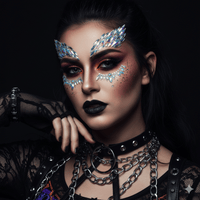 Clear winged rhinestone face gems with iridescent sparkle for eye makeup