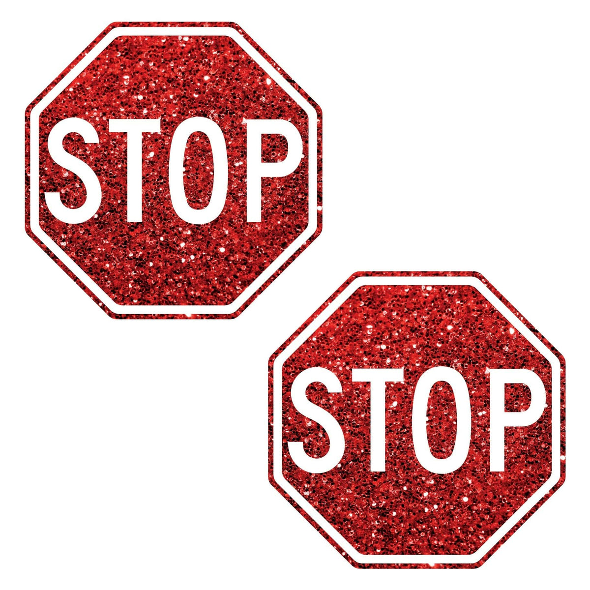 STOP Red Glitter Large Nipple Cover Pasties