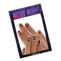 Black glitter bat, spider and skull nail stickers for a goth Halloween manicure