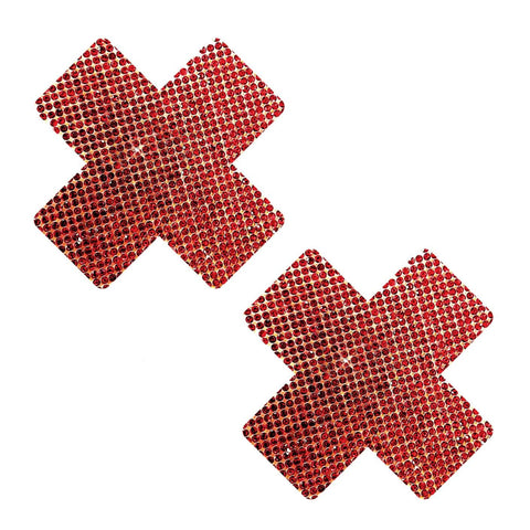 Red Razzle Dazzle Crystal Jewel Sparkle X Factor Nipple Cover Pasties