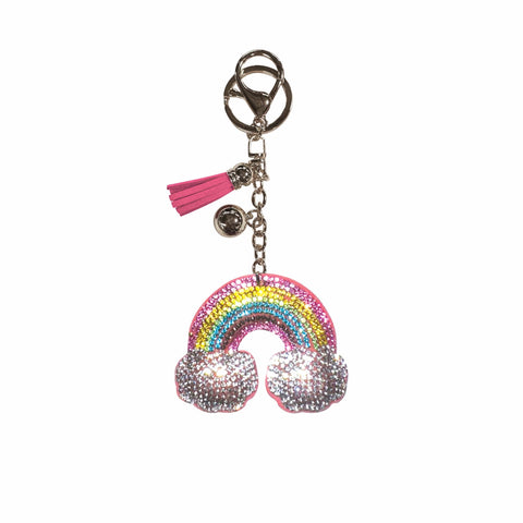 Radiant Rainbow Pink Crystal Sparkle Keycharm