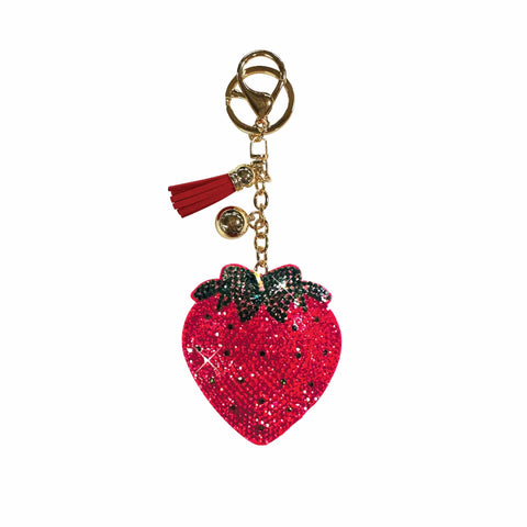 Strawberry Bliss Red Crystal Sparkle Keycharm