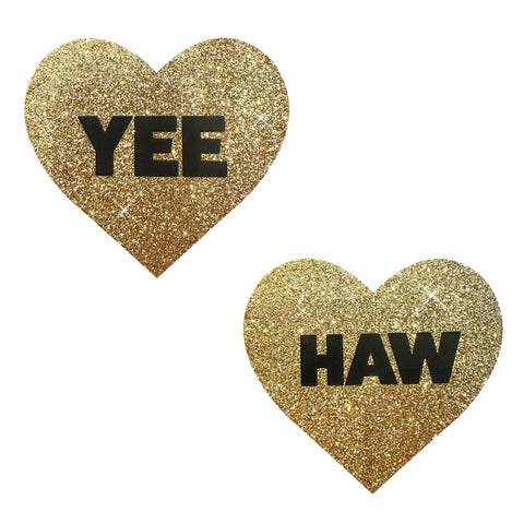 Yee Haw Gold Fairy Dust Glitter Heart Factor Nipple Cover Pasties