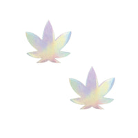Shiny holographic pot leaf mini stickers for face and body at festivals