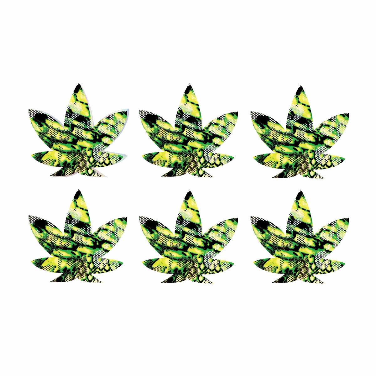 JurasSICK Park Green and Black UV Weed Leaf Small Body Stickers 6PK