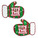 Tits The Season Sexy Santa Glitter Mittens Nipple Cover Pasties