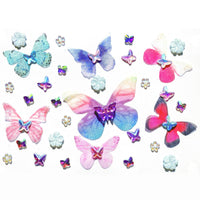 Ethereal butterfly jewel stickers with iridescent crystals for face and body