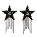 A Star Is Born Black Jewel Crysal Tassel Star Reusable Silicone Nipple Cover Pasties