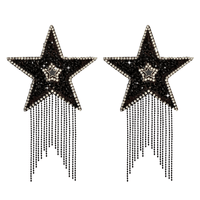 Black crystal tassel star nipple pasties in full view with its signature color and shape
