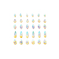 Clear glowing face crystals with iridescent sparkle for a firefly inspired look