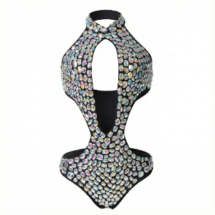 Stardust Lust Rhinestone Embellished Teddy One Piece Bodysuit