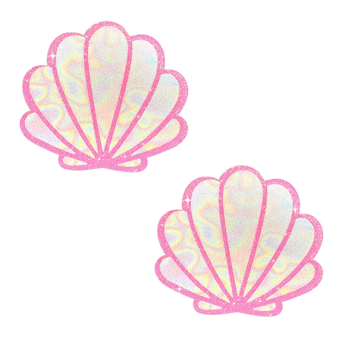 Might Pink Glitter Blacklight Opal Shimmer Mermaid Shell Nipple Cover Pasties
