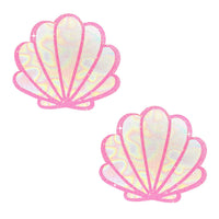 Might Pink Glitter Blacklight Opal Shimmer Mermaid Shell Nipple Cover Pasties