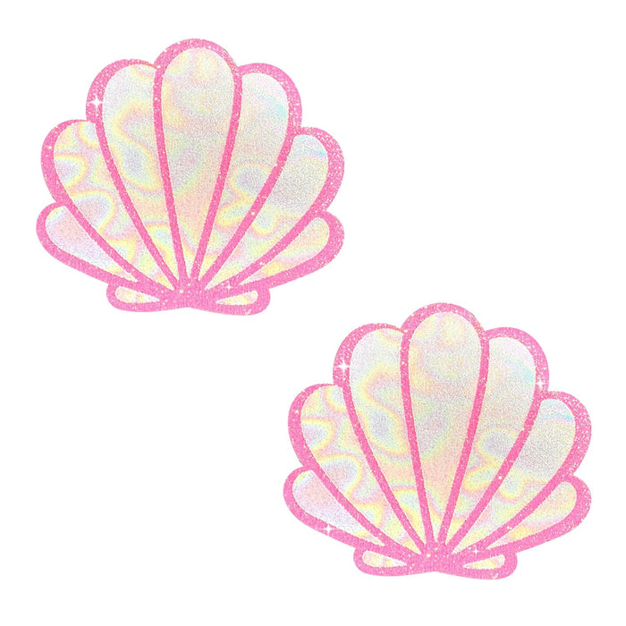 Might Pink Glitter Blacklight Opal Shimmer Mermaid Shell Nipple Cover Pasties