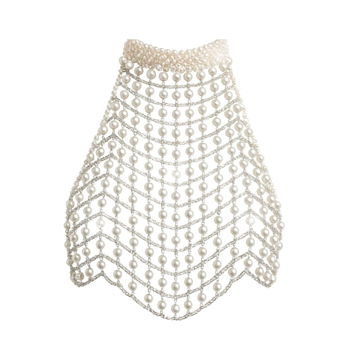 Opal pearl white backless carnival crop top with shimmering pearl beads