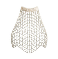 Opal pearl white backless carnival crop top with shimmering pearl beads