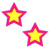 Double Starburst Neon Pink Power Blacklight Starry Nights Nipple Cover Pasties