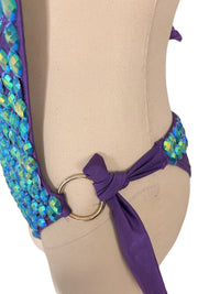 Peacock Royal Blue Green Crystal One Piece Bodysuit