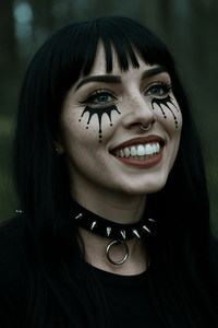 Spooky glitter clown face decals in black for an eerie Halloween makeup look
