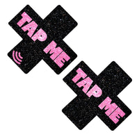 Pink glitter X smart NFC nipple pasties that share tips and socials with a tap