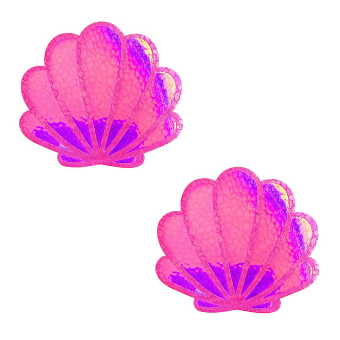 Pink Neon Nights Blacklight Iridescent Mermaid Shell Nipple Cover Pasties