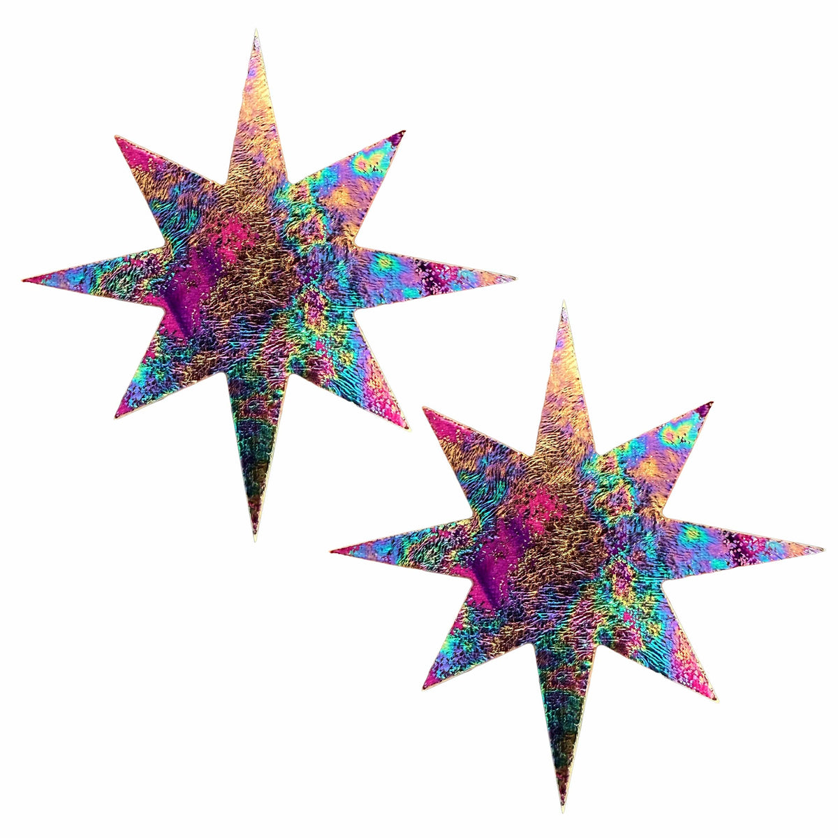 Purple velvet shooting star nipple pasties with a cosmic holographic tail