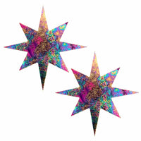 Purple velvet shooting star nipple pasties with a cosmic holographic tail