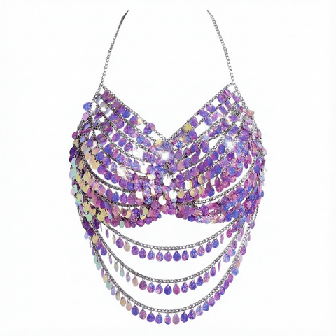 Purple Siren Shell Holographic Carnival Top